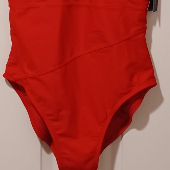 TOMMY HILFIGER RED SCA V-NECK FRONT LAYER WRAP SWIMSUIT SWIMWEAR SIZE 10 NEW WI - Picture 6 of 14